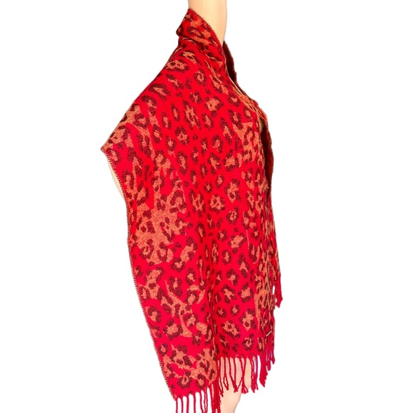 Bebe Red Leopard Print Scarf Soft Cozy Logo - Picture 3 of 5